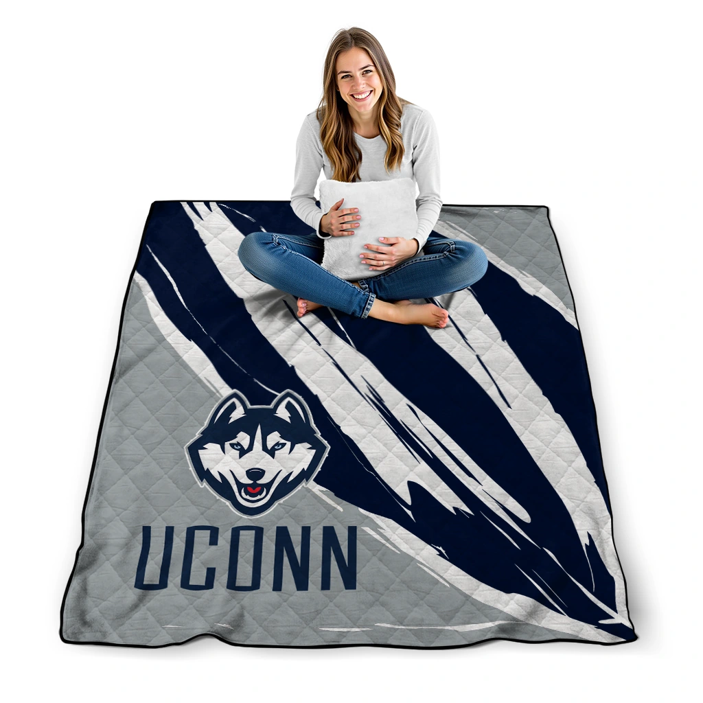 uconn huskies stroke art blue white quilt blanket high quality uconn huskies stroke art blue white quilt blanket high quality