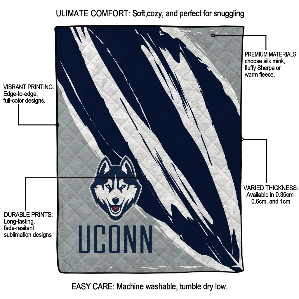 uconn huskies stroke art blue white quilt blanket latest model uconn huskies stroke art blue white quilt blanket latest model
