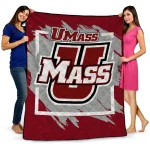 umass minutemen block border red quilt blanket best selling
