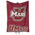 umass minutemen brick grid red quilt blanket best selling