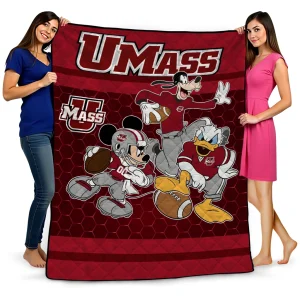 umass minutemen disney football red quilt blanket best selling