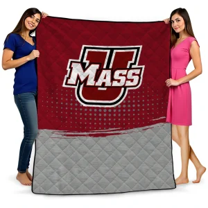 umass minutemen dot illusion red quilt blanket best selling