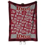 umass minutemen helmet heart red quilt blanket best selling