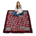 umass minutemen helmet heart red quilt blanket best selling