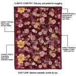 umass minutemen hibiscus foliage red quilt blanket best selling
