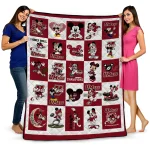 umass minutemen mickey mouse motif red white quilt blanket best selling