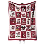 umass minutemen mickey mouse motif red white quilt blanket best selling