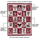 umass minutemen mickey mouse motif red white quilt blanket best selling
