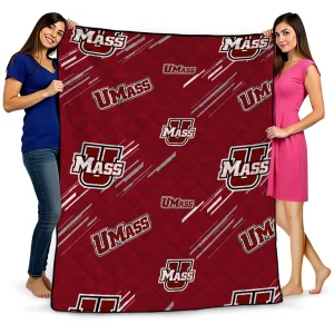 umass minutemen sketch lines red quilt blanket best selling