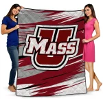 umass minutemen wild lines red white quilt blanket best selling