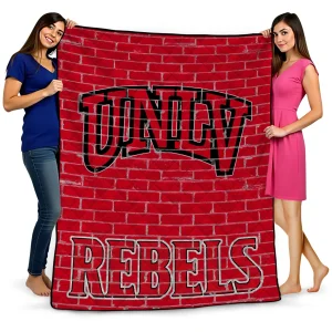 unlv rebels brick grid red quilt blanket best selling