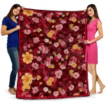unlv rebels hibiscus foliage red quilt blanket best selling