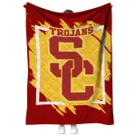 usc trojans block border red quilt blanket best selling