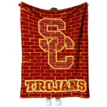 usc trojans brick grid red quilt blanket best selling