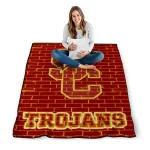 usc trojans brick grid red quilt blanket best selling