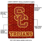 usc trojans brick grid red quilt blanket best selling