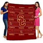 usc trojans handdrawn stripes red quilt blanket best selling
