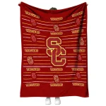 usc trojans handdrawn stripes red quilt blanket best selling