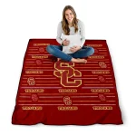 usc trojans handdrawn stripes red quilt blanket best selling