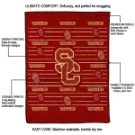 usc trojans handdrawn stripes red quilt blanket best selling