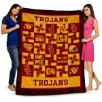usc trojans helmet heart red quilt blanket best selling