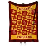 usc trojans helmet heart red quilt blanket best selling