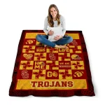 usc trojans helmet heart red quilt blanket best selling