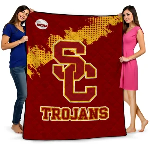 usc trojans paint trail red quilt blanket best selling
