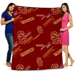 usc trojans sketch lines red quilt blanket best selling