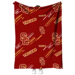usc trojans sketch lines red quilt blanket best selling