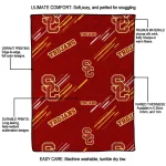usc trojans sketch lines red quilt blanket best selling