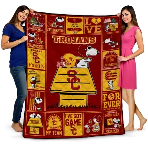 usc trojans snoopy love red quilt blanket best selling