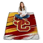usc trojans wild lines red white quilt blanket best selling