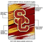 usc trojans wild lines red white quilt blanket best selling