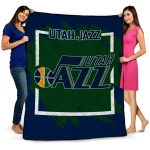 Utah Jazz Block Border Navy Quilt Blanket 1 utah jazz block border navy quilt blanket best selling