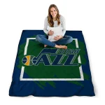 utah jazz block border navy quilt blanket best selling