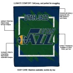 utah jazz block border navy quilt blanket best selling