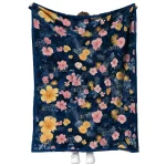 utah jazz hibiscus foliage navy quilt blanket best selling
