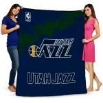 utah jazz nba grunge navy quilt blanket best selling
