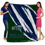 utah jazz stroke art navy white quilt blanket best selling