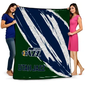 utah jazz stroke art navy white quilt blanket best selling