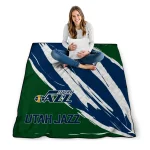 utah jazz stroke art navy white quilt blanket best selling