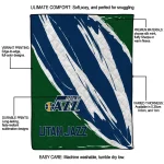 utah jazz stroke art navy white quilt blanket best selling