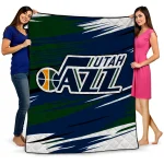 utah jazz wild lines navy white quilt blanket best selling