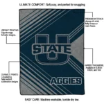 utah state aggies arrow layers navy quilt blanket best selling