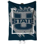 utah state aggies block border navy quilt blanket best selling