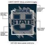 utah state aggies block border navy quilt blanket best selling