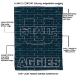 utah state aggies brick grid navy quilt blanket best selling
