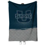 utah state aggies dot illusion navy quilt blanket best selling