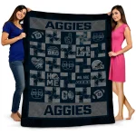 utah state aggies helmet heart navy quilt blanket best selling